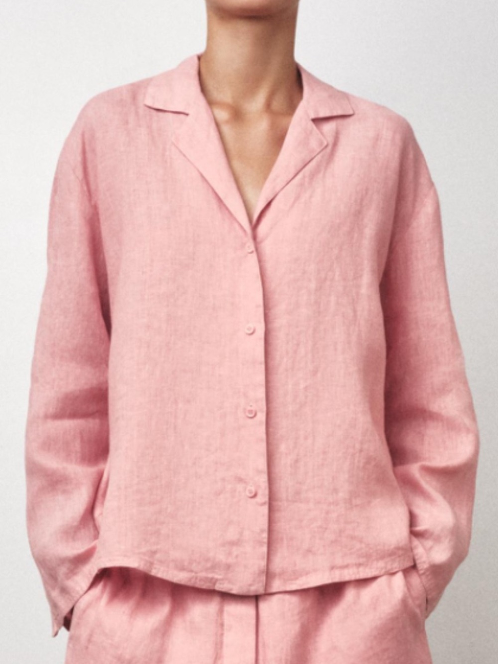 Zara Pink Linen Button-Up shirt Top